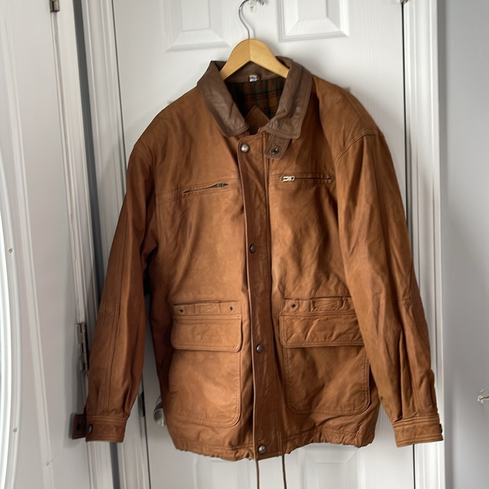 Chukkers by Midwest Mens Soft Leather Jacket Large Dark Tan